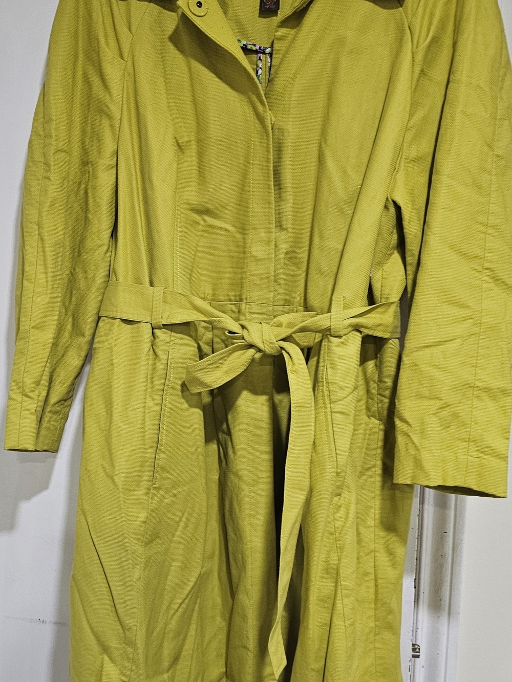 Victor Alfaro Chartreuse Belted Trench Coat